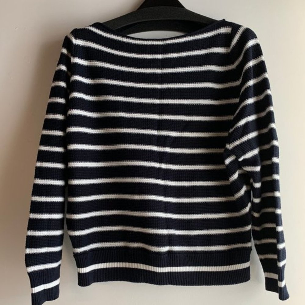 Vince Striped Waffle Shirt Sweater